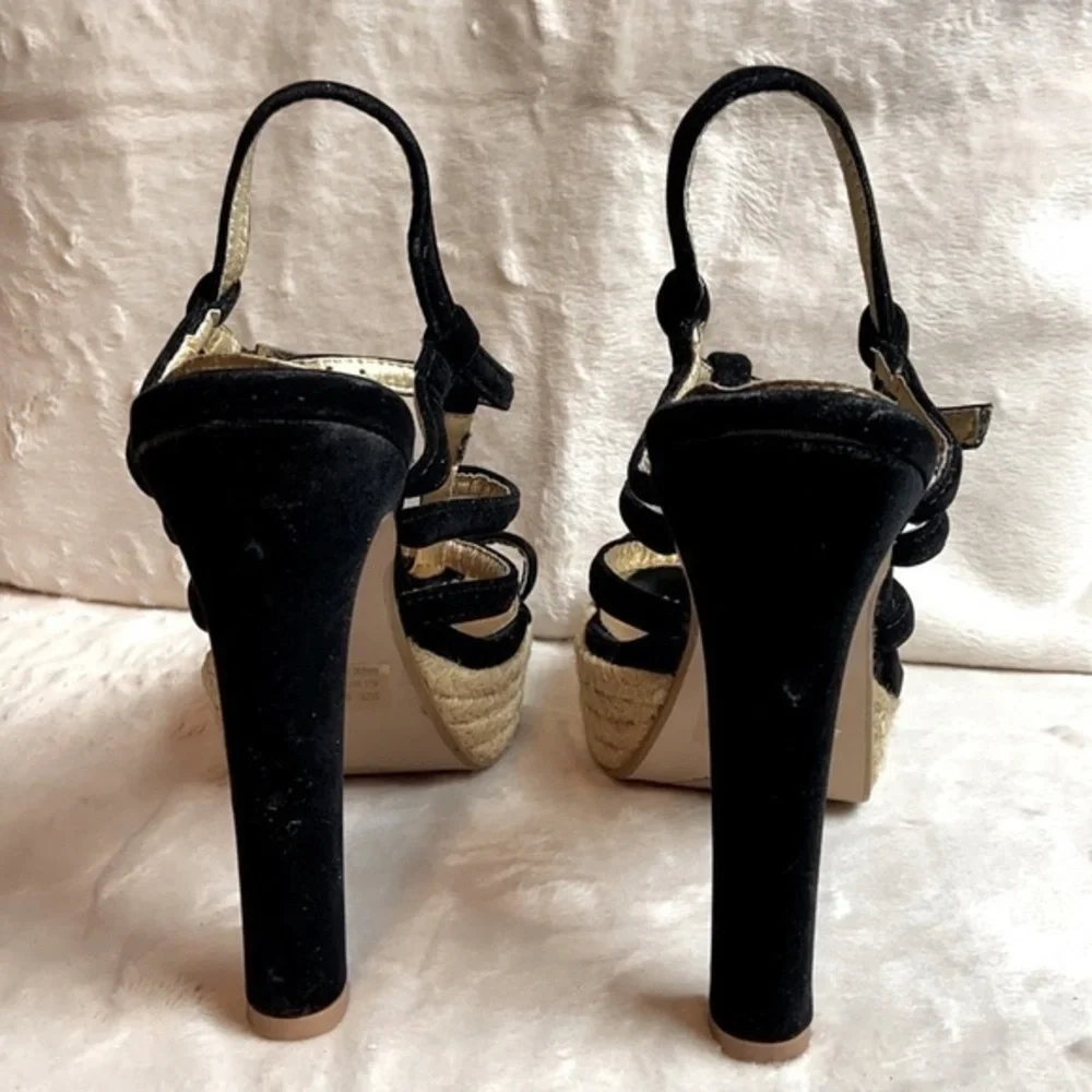 Qupid Bandage Suede Chunky Espadrille Platforms